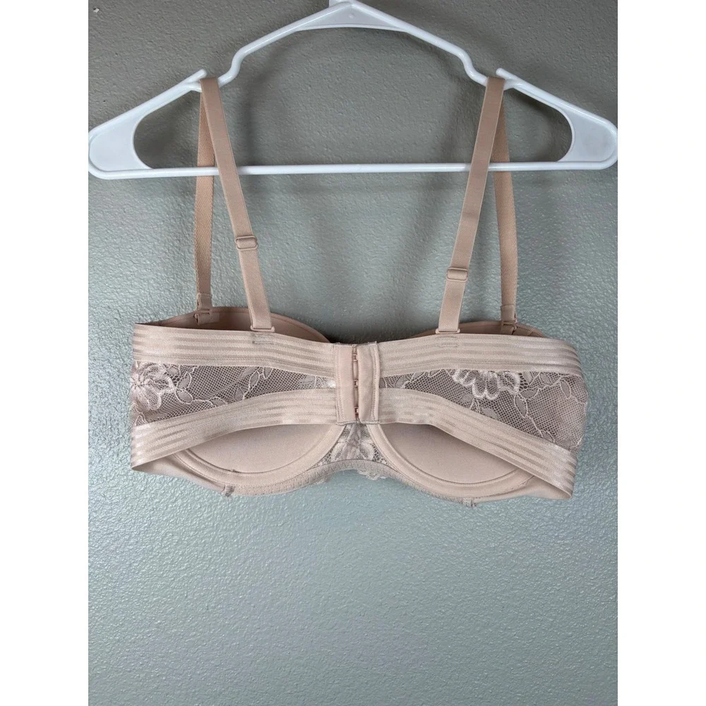 Maidenform Multi-way Push Up Extreme Lift Open Neckline Bra 34D‎ Beige Strapless